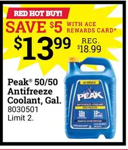 Ace Hardware Peak 50/50 Antifreeze Coolant, Gal offer