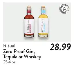 Fresh Thyme Zero Proof Gin, Tequila or Whiskey Ritual offer