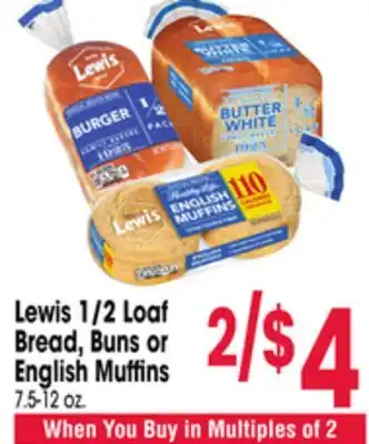 Jewel-Osco Lewis 1/2 Loaf Bread, Buns or English Muffins offer