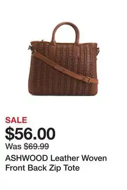 Marshalls ASHWOOD Leather Woven Front Back Zip Tote offer