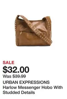 Marshalls URBAN EXPRESSIONS Harlow Messenger Hobo With Studded Details offer