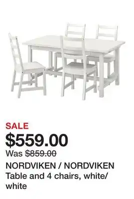 Ikea NORDVIKEN / NORDVIKEN Table and 4 chairs, white/white offer