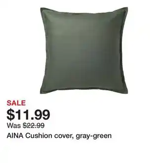 Ikea AINA Cushion cover, gray-green offer