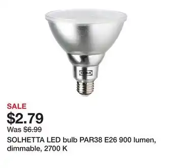 Ikea SOLHETTA LED bulb PAR38 E26 900 lumen, dimmable, 2700 K offer