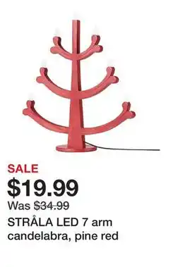 Ikea STRÅLA LED 7 arm candelabra, pine red offer