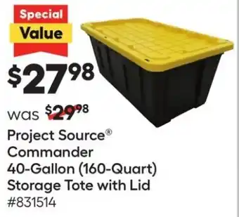 Lowe's Project Source Commander 40-Gallon (160-Quart) Storage Tote with Lid offer