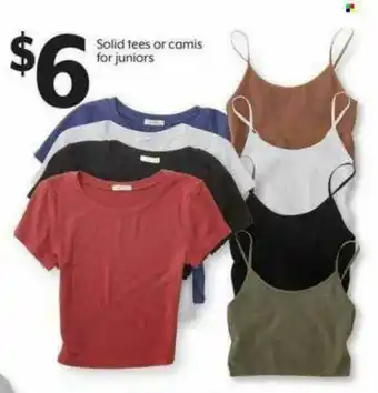 Bealls Solid Tees Or Camis For Juniors offer