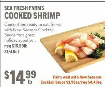 New Seasons Market Sea Fresh Farms Cooked Shrimp offer