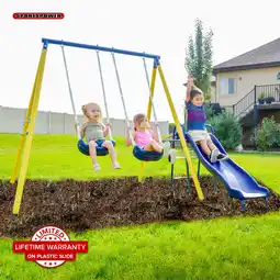 Walmart Sportspower Power Play Time Metal Swing Set with 2 Swings and Lifetime Warranty on Blow Molded Slide offer