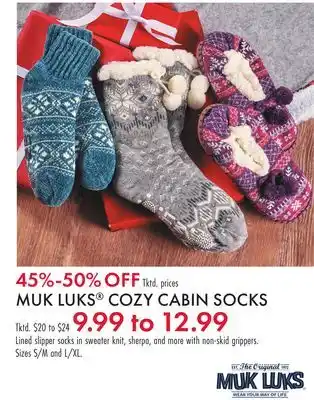 Boscov's MUK LUKS COZY CABIN SOCKS slipper offer