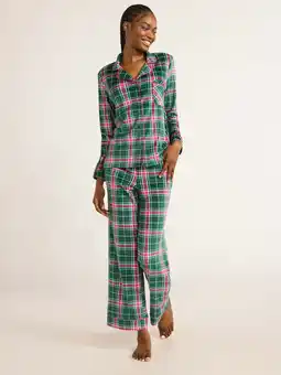 Walmart Joyspun Women's Velour Notch Collar Top and Pants Pajama Set, 2-Piece, Sizes S-3X offer