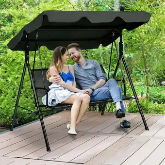 Walmart Gymax Outdoor Porch Swing Canopy Patio Swing Chair 3 Person Canopy Hammock offer