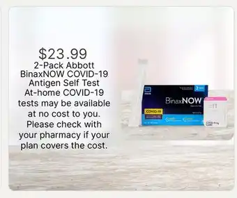 Walgreens 2-Pack Abbott BinaxNOW COVID-19 Antigen Self Test offer