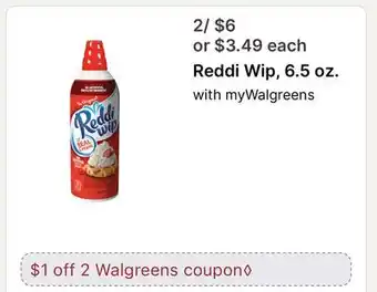 Walgreens Reddi Wip, 6.5 oz offer