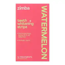 Walmart Zimba Teeth Whitening Strips, Enamel Safe Vegan Teeth Whitener, 28 Strips, 14 Treatments, Watermelon offer