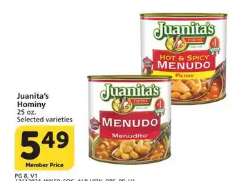 Vons Juanita's Hominy offer