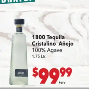 Vallarta Supermarkets 1800 Tequila Cristalino Añejo 100% Agave offer