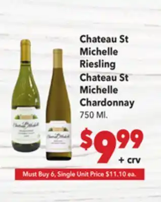 Vallarta Supermarkets Chateau St Riesling Chateau St Michelle Chardonnay offer