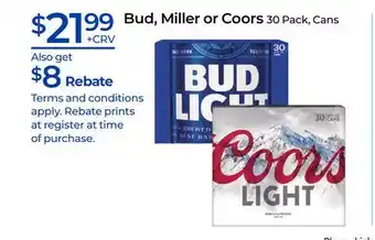 Rite Aid Bud, Miller or Coors offer