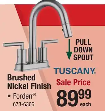 Menards Tuscany Forden Two-Handle 4 Centerset Pull-Down Brushed Nickel Bathroom Sink Faucet offer