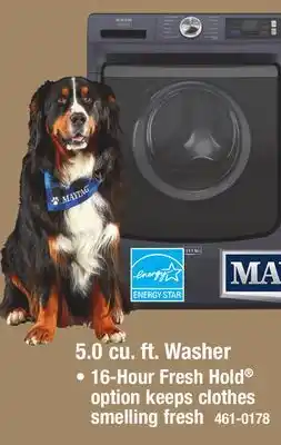 Menards Maytag 5.0 cu.ft. Midnight Steel Smart Pet Pro Front-Load Washer offer