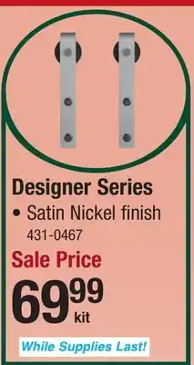 Menards Forge Designer Series 80 Satin Nickel Strap 1-Piece Rail Sliding Barn Door Hardware Kit offer