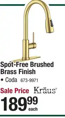 Menards Kraus Coda One-Handle Pull-Down Spot-Free Brushed Brass Kitchen Faucet offer