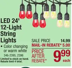 Menards 24' 12 Light Color Changing LED String Light offer