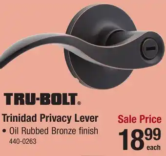 Menards Tru-Bolt Trinidad Oil Rubbed Bronze Bed & Bath Privacy Door Lever offer