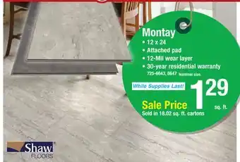 Menards Shaw Montay Classic Gray 12 x 24.01 Floating Luxury Vinyl Tile Flooring (18.02 sq.ft/ctn) offer