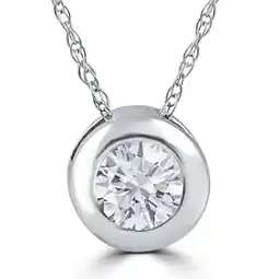 Walmart Pompeii 1/4 ct Round Diamond Solitaire Bezel Pendant Necklace 18 14k White Gold (H,I1) offer