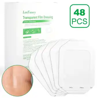 Walmart LotFancy Transparent Film Dressing, 4x4 3/4 in, 48 Count, Waterproof Adhesive Wound Bandage Tape offer