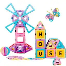 Walmart Magblock Colorful Magnetic Building Tiles, 90 Pieces Intelligence Toys for Kids 3-6 Years Old offer