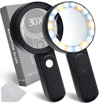 Walmart Meromore 30x Magnifying Glass with 18 LED Lights, Black offer