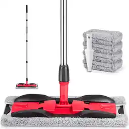 Walmart SUGARDAY Hardwood Floor Mop for Cleaning Flat Mop with 4 Washable Mop Pads Cloth and 1 Scraper offer