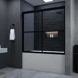 Walmart Framed Sliding Shower doors Tub Door Clear Glass Bathtub doors, Matte Black Finish offer