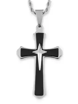 Walmart West Coast Jewelry Men's Two Tone Stainless Steel Flared Triple Layer Cross Necklace offer