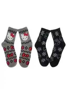 Walmart Hello Kitty, Women's Holiday Ribbed Mid-Crews, 2-Pack, Size 4-10 offer