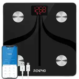 Walmart RENPHO USB Rechargeable Smart Scale for Weight & Body Fat, Black, 396 lbs offer