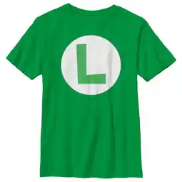 Walmart Boy's Nintendo Luigi Circle Icon Graphic Tee Kelly Green Medium offer