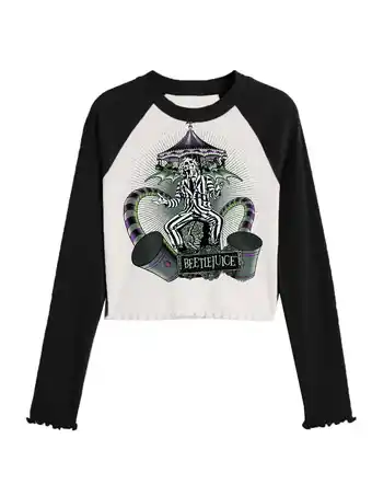 Walmart Beetlejuice Its Showtime, Girls Graphic Crewneck Long Sleeve T-Shirt, Size 4-16 offer