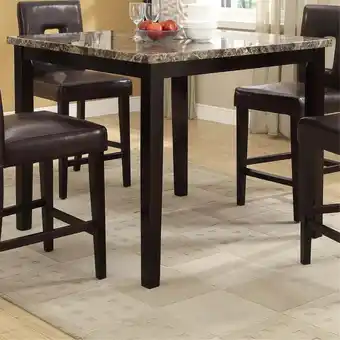 Walmart Benzara Spacious Wooden High Table Faux Marble Top Brown offer