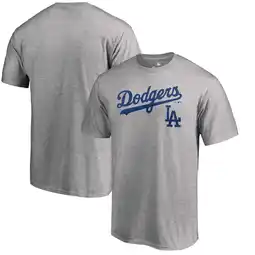 Walmart Men's Heathered Gray Los Angeles Dodgers Team Lockup T-Shirt offer