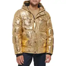 Walmart Men's Levi's Heavyweight Hooded Puffer Jacket Color: Gold Bandana Size: S offer