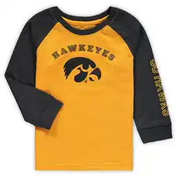 Walmart Toddler Colosseum Heathered Gold Iowa Hawkeyes Long Sleeve Raglan T-Shirt offer