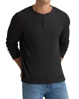 Walmart Iceglad Men's Henley Shirts Long Sleeve Basic Waffle Pique Pullover T-Shirt with Pocket offer