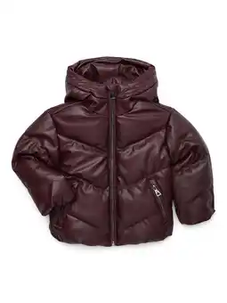 Walmart Urban Republic Toddler Girl Faux Leather Hooded Puffer Jacket, Sizes 2T-4T offer