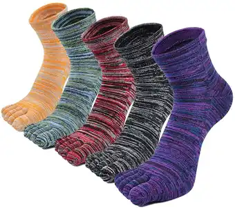 Walmart LOFIR Mens Toe Socks Comfy Cotton Crew Five Finger Ankle Socks for Running Athletic, 5 Pairs offer