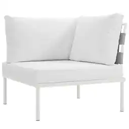 Walmart Modway Harmony Outdoor Patio Aluminum Fabric Corner Sofa Chair in White/White offer