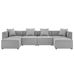 Walmart Modway Saybrook 6-Piece Fabric Outdoor Patio Sectional Sofa in Gray offer